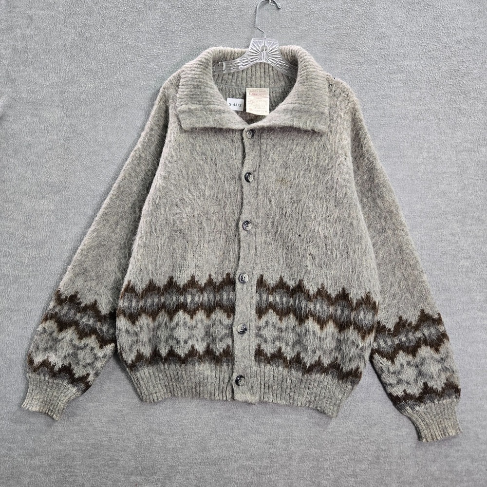 VINTAGE Baggy Shag By Lord Jeff Men Sweater XL Cardigan Wool Icelandic 60s READ